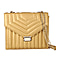 Genuine Leather Quilted Crossbody Bag - Golden