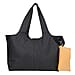 Genuine Leather Unlined Tote Bag with Fabric Pouch - Navy Blue