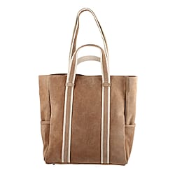 Genuine Leather Suede Tote Bag - Sea Green