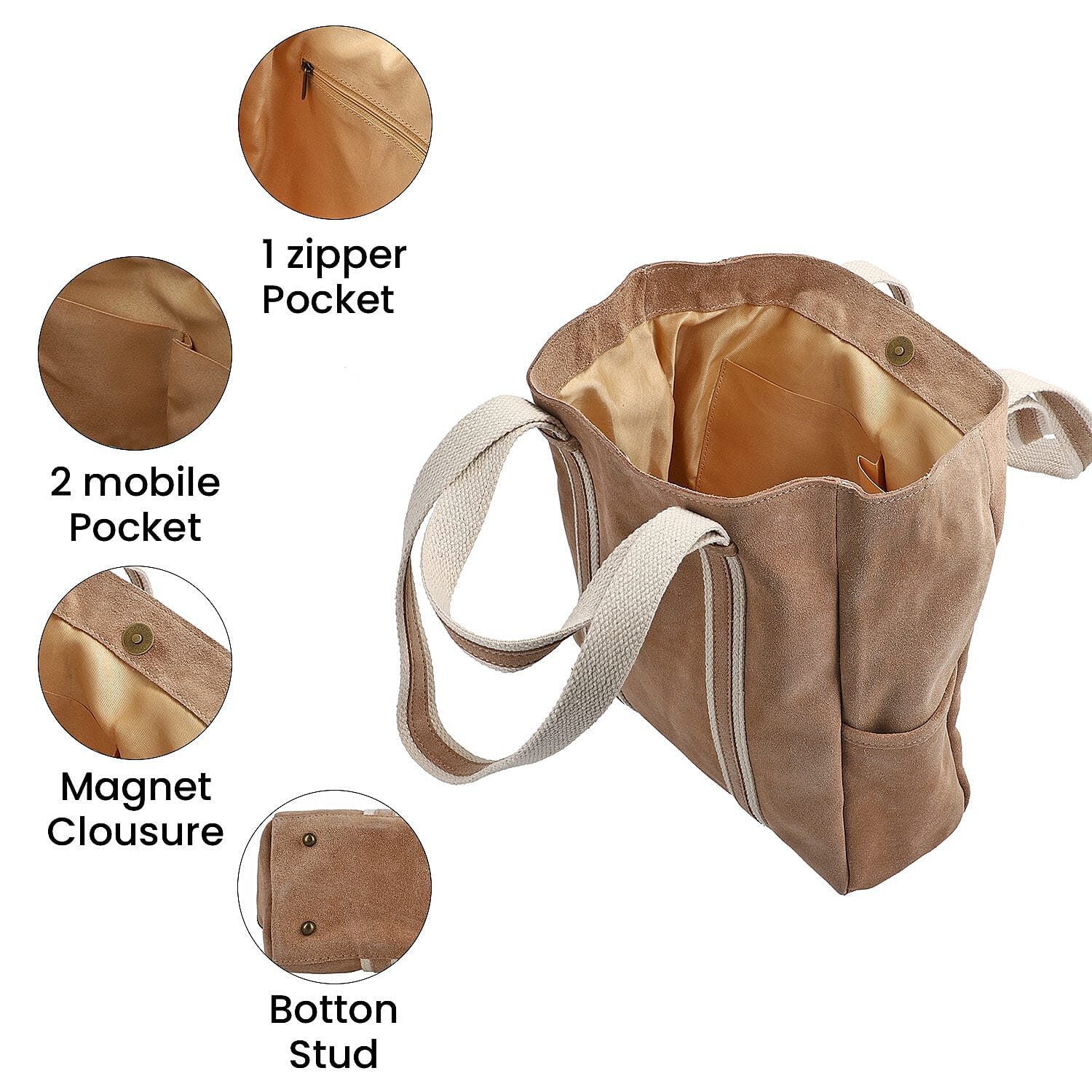 Genuine Leather Suede Tote Bag - Sea Green