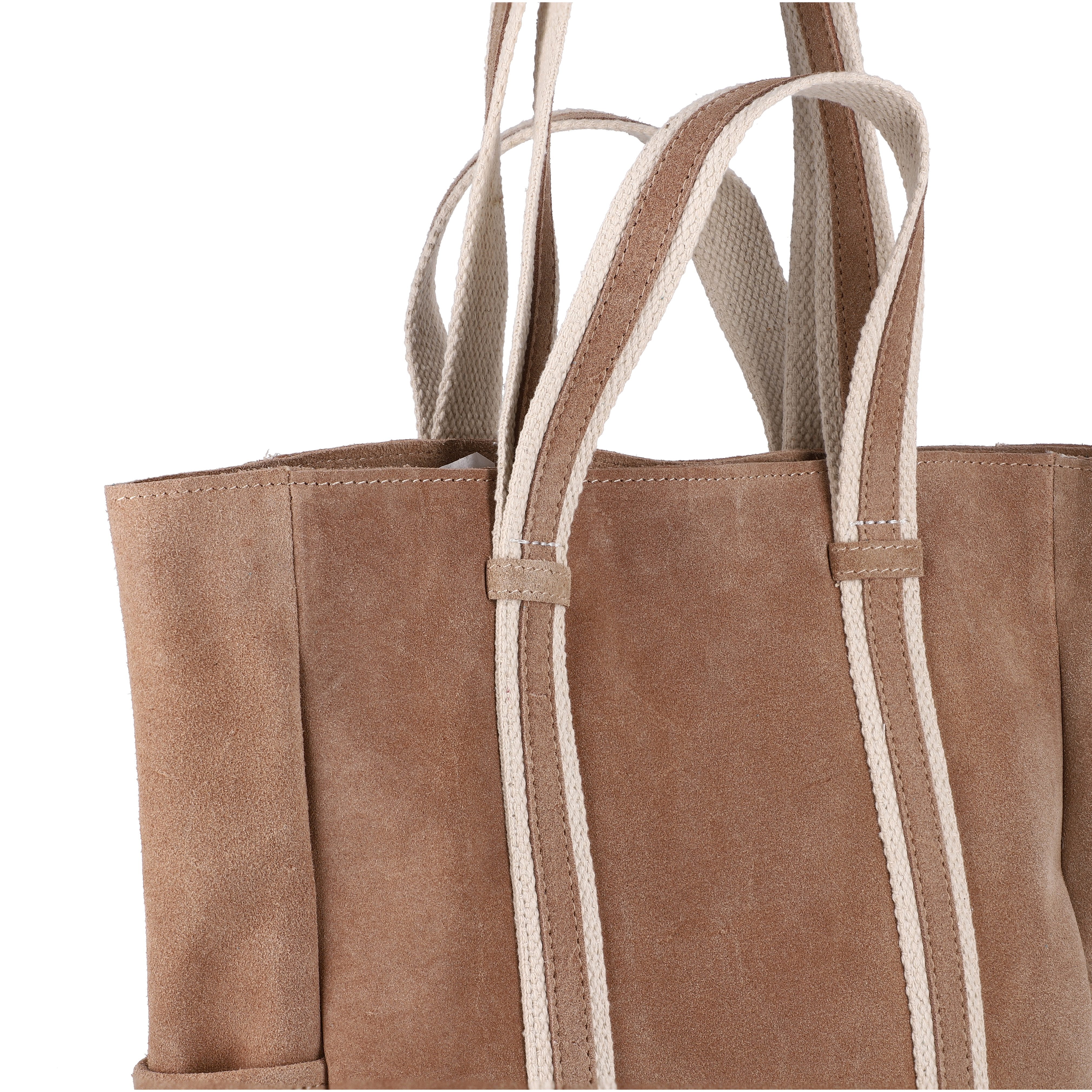 Genuine Leather Suede Tote Bag - Sea Green