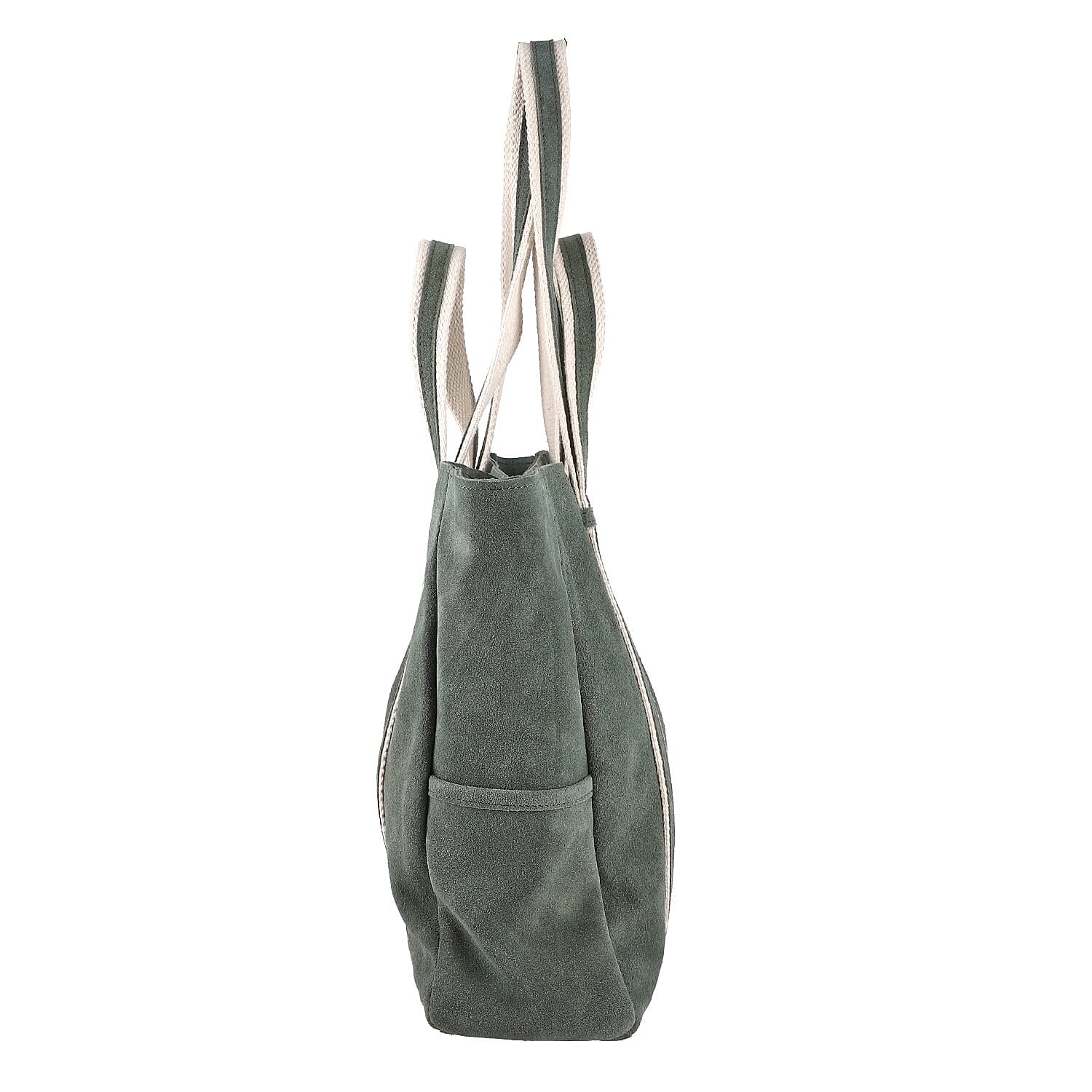 100% Genuine Leather Suede Tote Bag (Size 30x27x10 cm) - Light Green