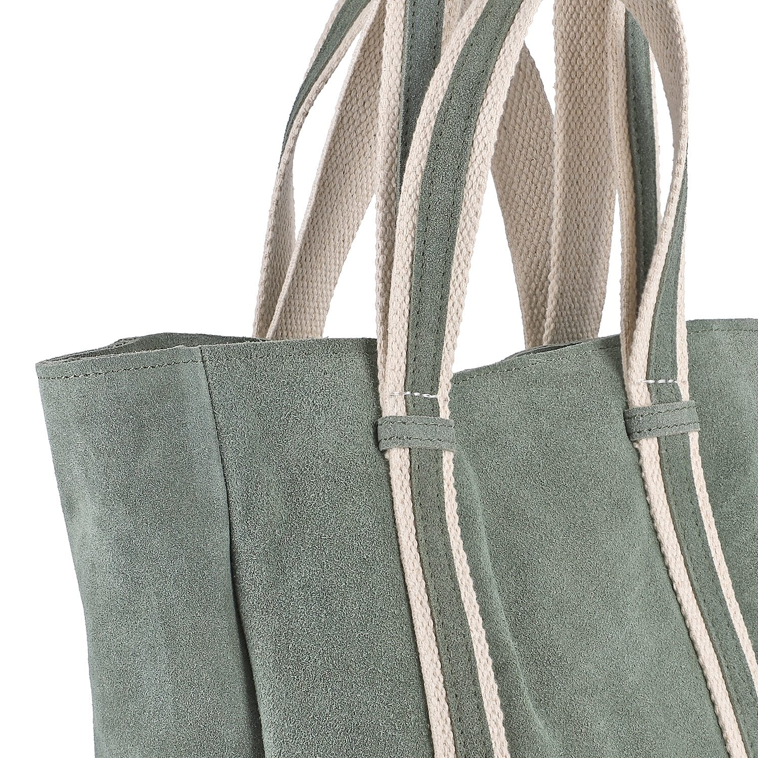 100% Genuine Leather Suede Tote Bag (Size 30x27x10 cm) - Light Green