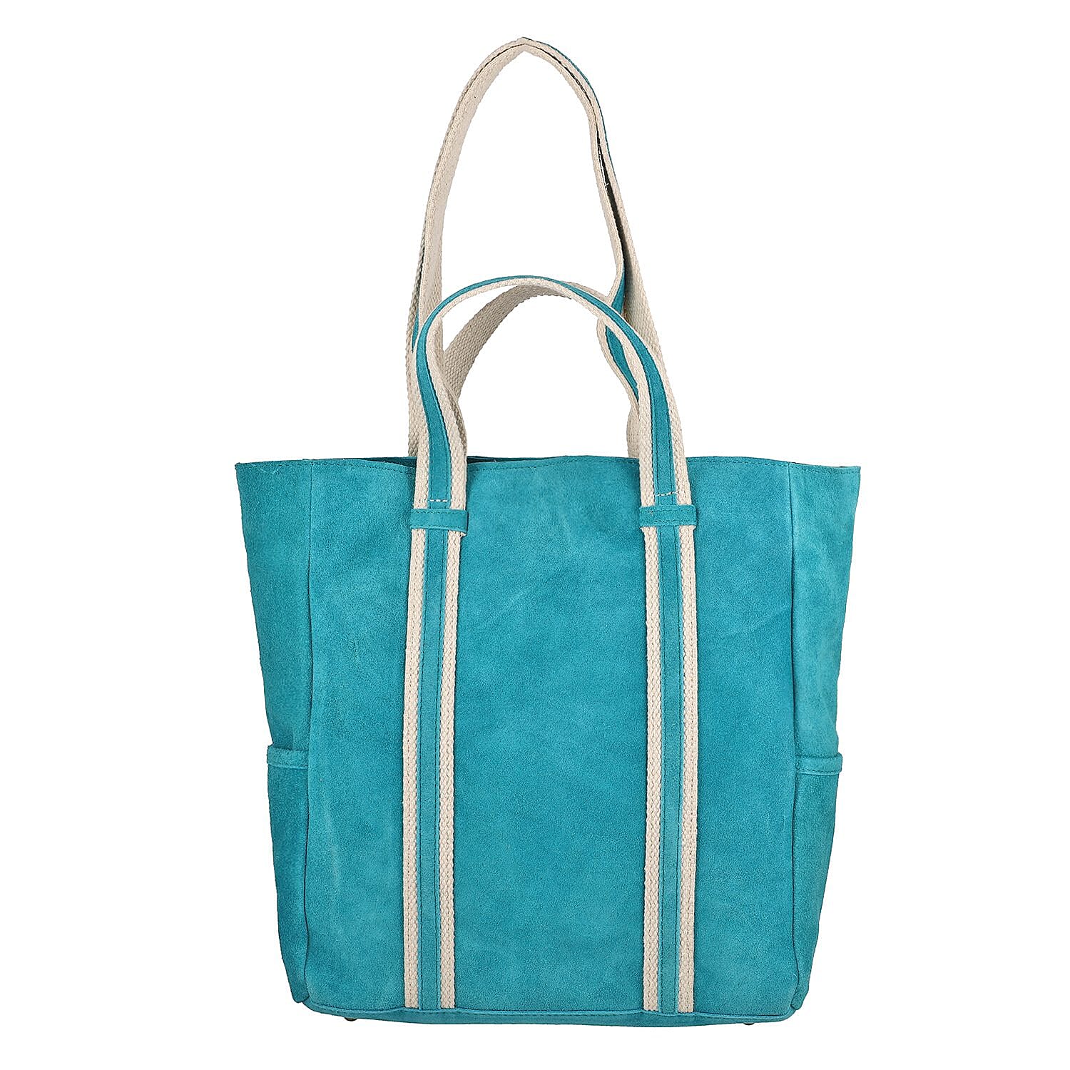100% Genuine Leather Suede Tote Bag (Size 30x27x10 cm) - Sea Green
