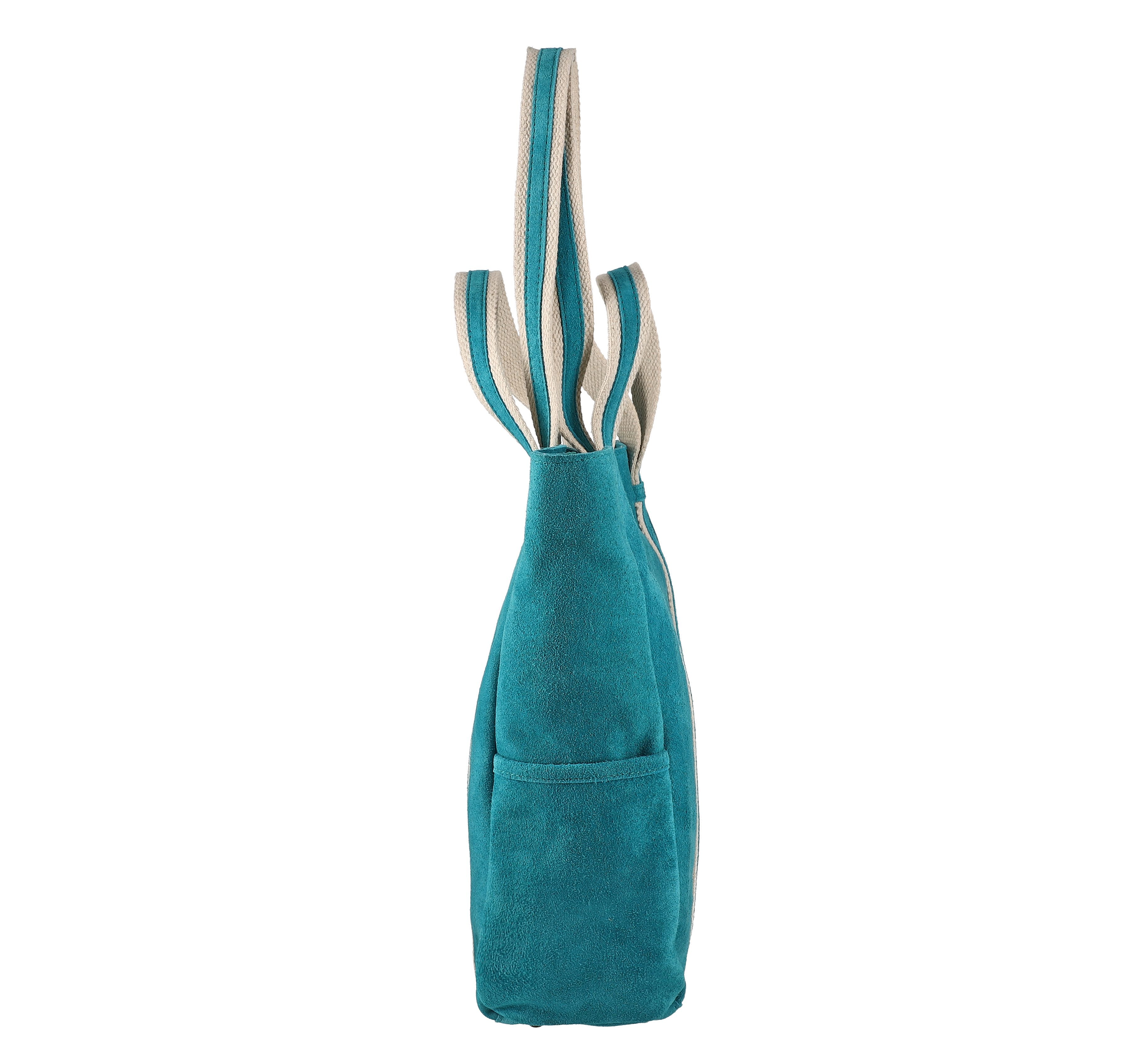 100% Genuine Leather Suede Tote Bag (Size 30x27x10 cm) - Sea Green