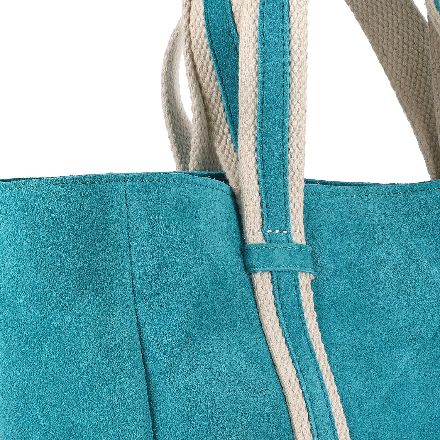 100% Genuine Leather Suede Tote Bag (Size 30x27x10 cm) - Sea Green