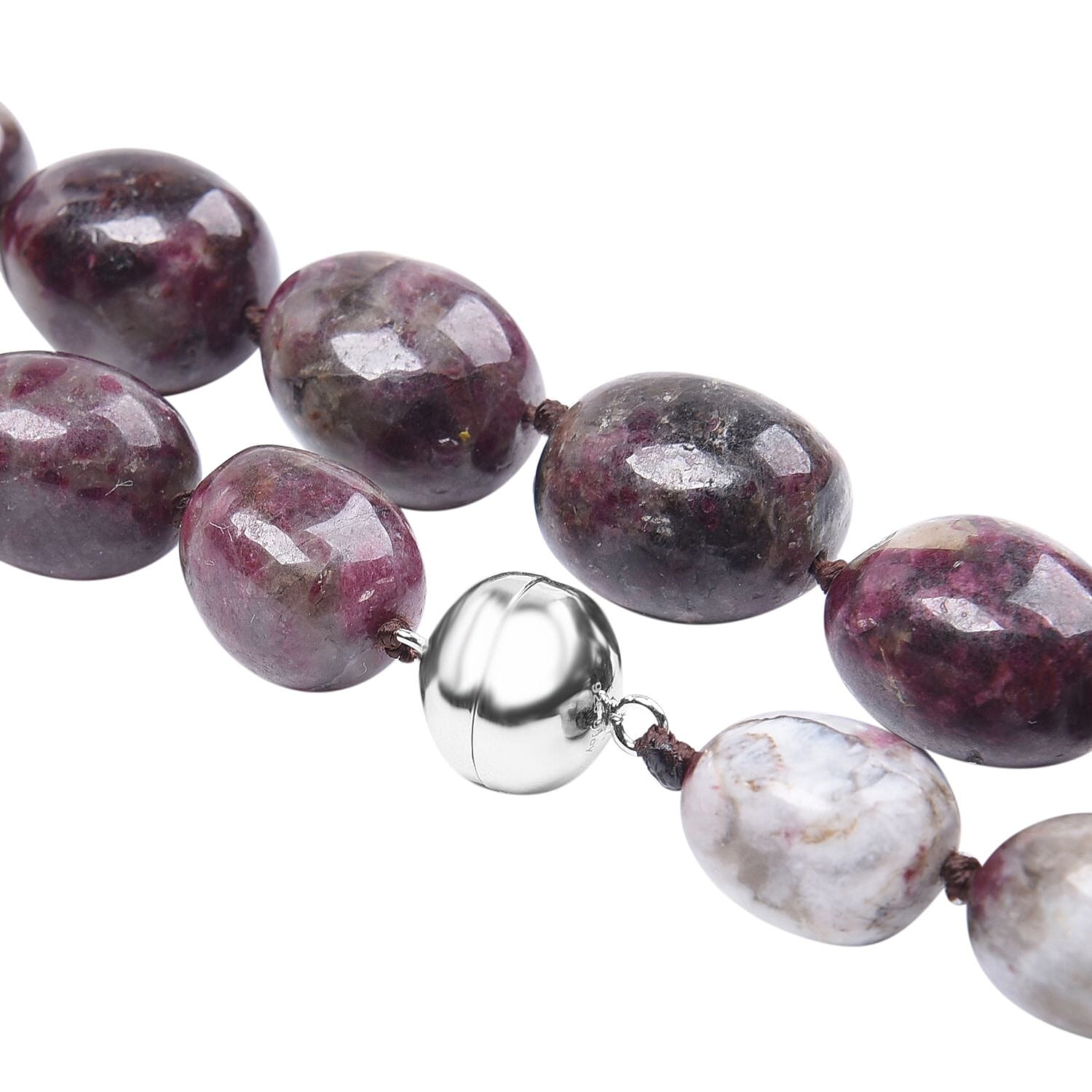 Pink Tourmaline Necklace (Size - 20) in Rhodium Overlay Sterling Silver with Magnetic Clasp 573.00 Ct.
