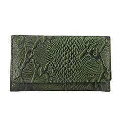 Genuine Leather Python Embossed Pattern Womens Rfid Protected Wallet - Cream