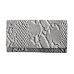 Genuine Leather Python Embossed Pattern Womens Rfid Protected Wallet - Cream