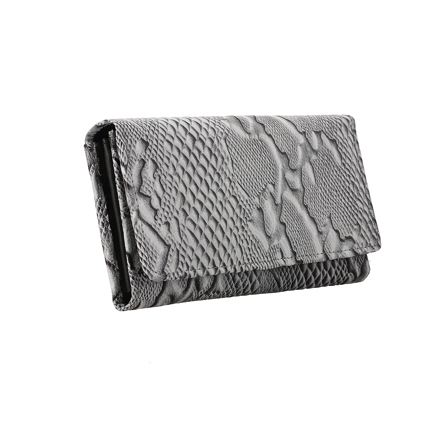 100% Genuine Leather Python Embossed RFID Protected Wallet (Size 18x10 Cm) - White