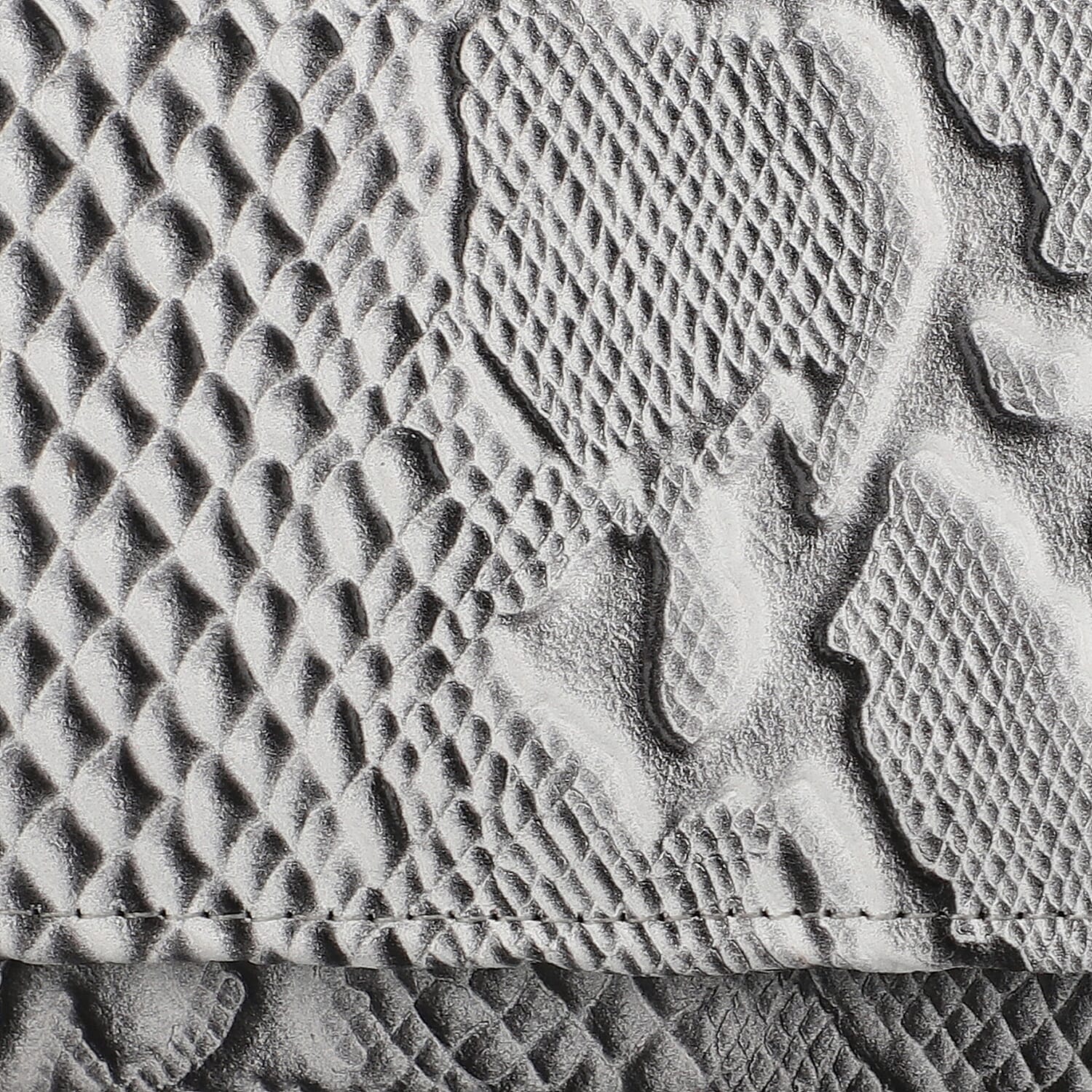 100% Genuine Leather Python Embossed RFID Protected Wallet (Size 18x10 Cm) - White