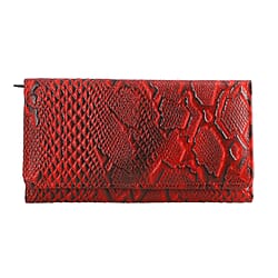 Genuine Leather Python Embossed Pattern Womens Rfid Protected Wallet - Cream