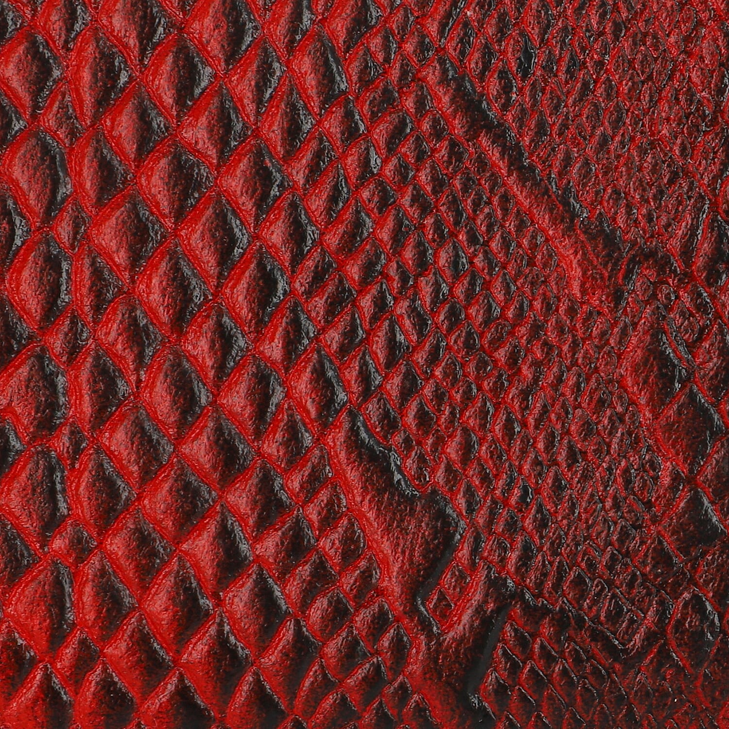 100% Genuine Leather Python Embossed RFID Protected Wallet (Size 18x10 Cm) - Red