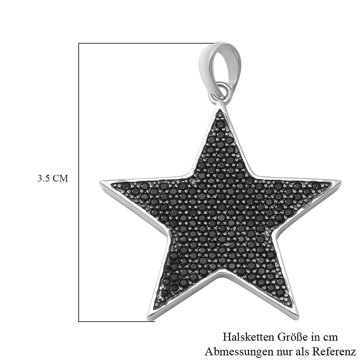 Boi Ploi Black Spinel Star Pendant in Rhodium Overlay Sterling Silver, Silver Wt. 6.5 Gms