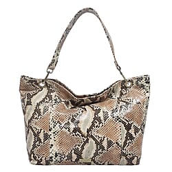 ASSOTS LONDON Angela 100% Genuine Leather Snake Skin Pattern Hobo Bag (Size 40x29x13 Cm) - Tan