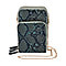 Snake Pattern Shoulder Bag with Chain Strap - Black