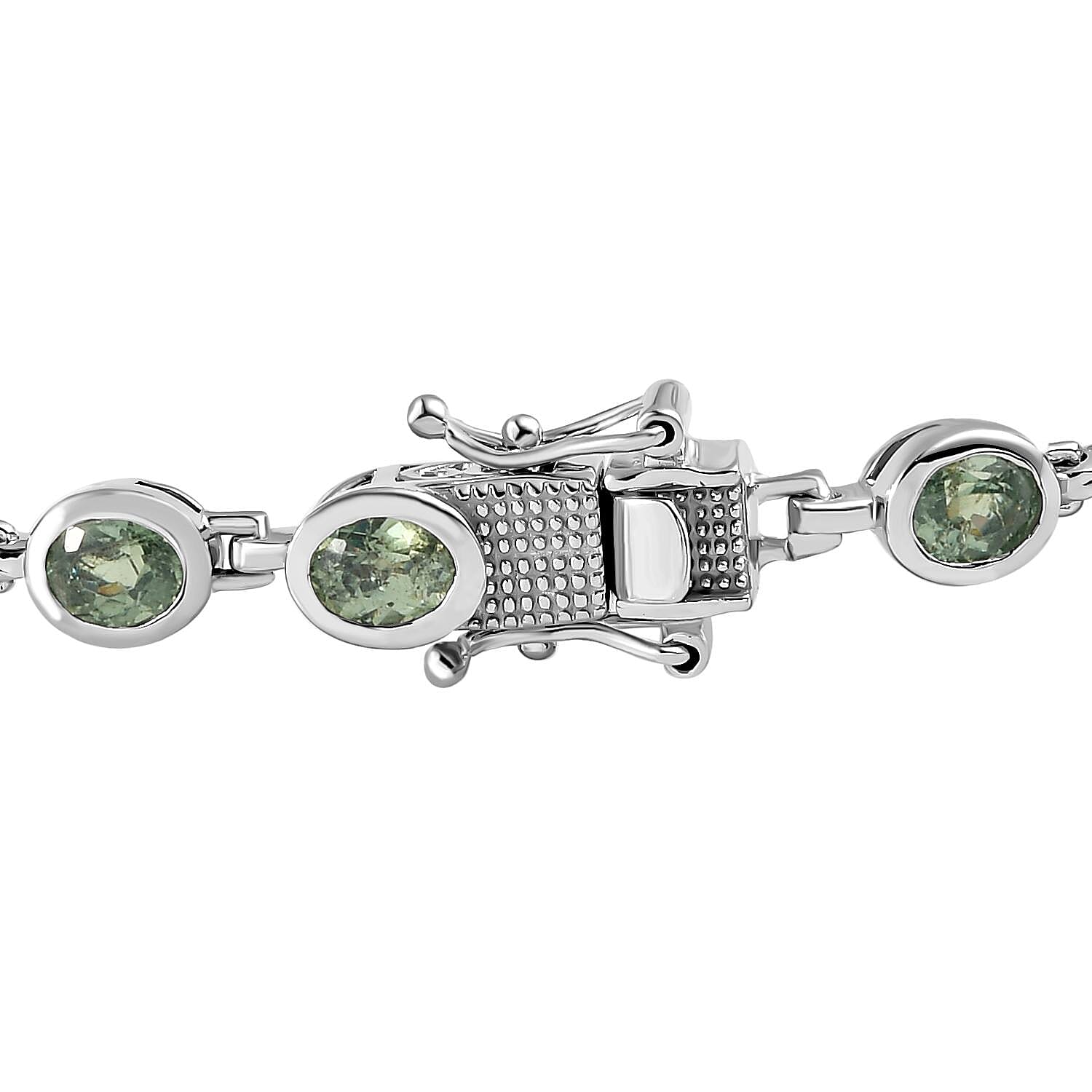 First Time Ever Demantoid Garnet Link Bracelet (Size - 7.5) in Platinum Overlay Sterling Silver 9.14 Ct, Silver Wt. 11.30 Gms