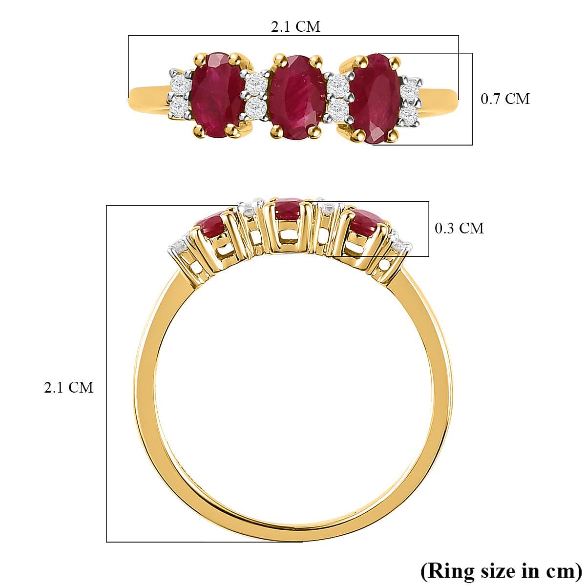 9K Yellow Gold AAA Ruby and Diamond Ring 1.00 Ct
