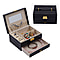 2 Layer Croc Embossed Jewellery Box with Lock and Key - Black