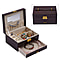 2 Layer Croc Embossed Jewellery Box with Lock and Key - Coffee