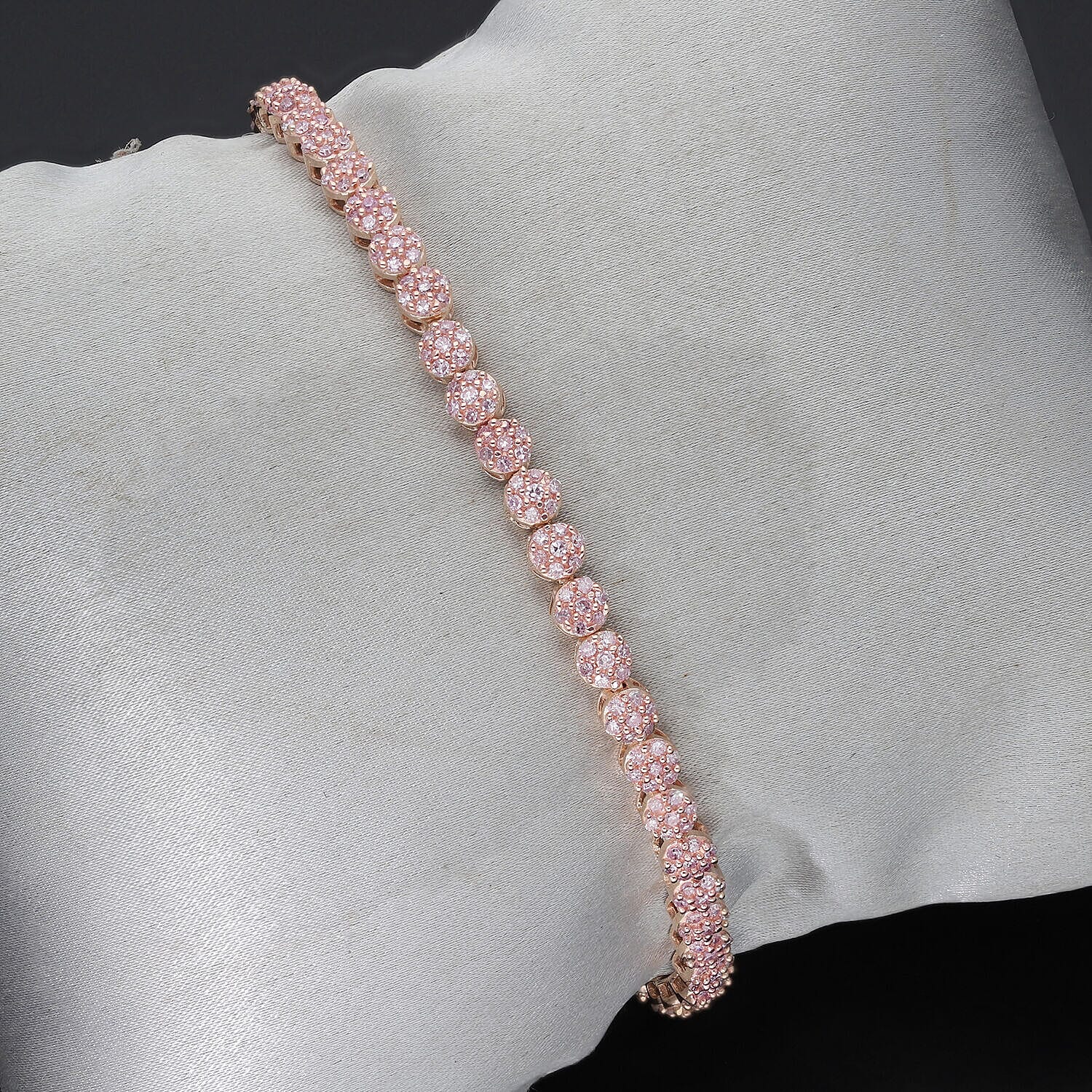 9K Rose Gold Pink Diamond Bracelet (Size - 7.5) 2.00 Ct, Gold Wt. 7.90 Gms