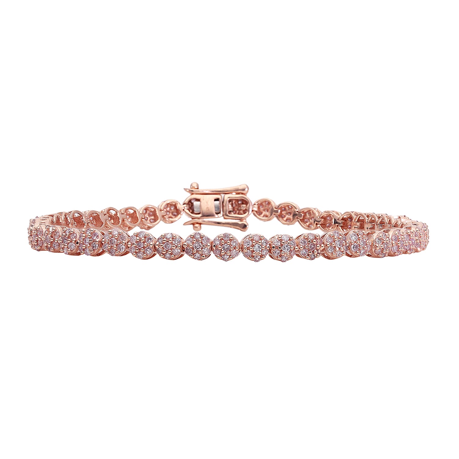 9K Rose Gold Pink Diamond Bracelet (Size - 7.5) 2.00 Ct, Gold Wt. 7.90 Gms