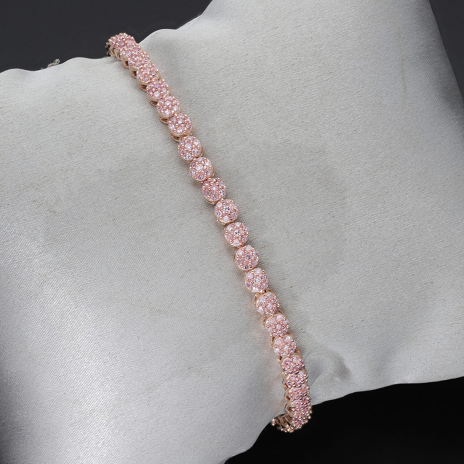 9K Rose Gold Pink Diamond Bracelet (Size - 7.5) 2.00 Ct, Gold Wt. 7.90 Gms
