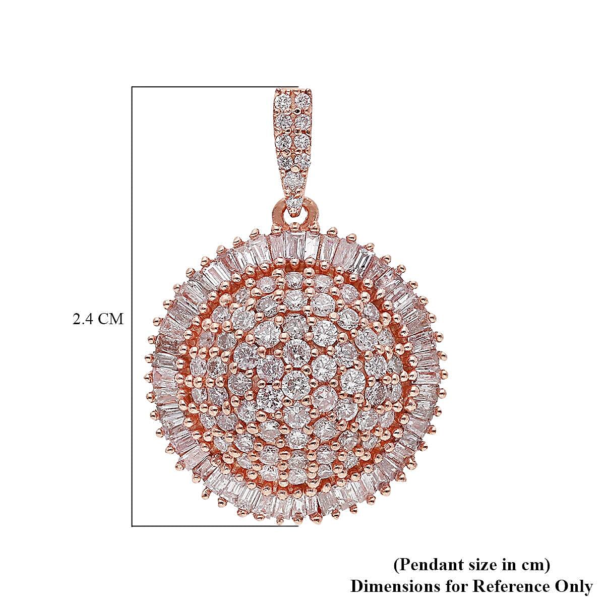9K Rose Gold Natural Pink Diamond Pendant 1.00 Ct.
