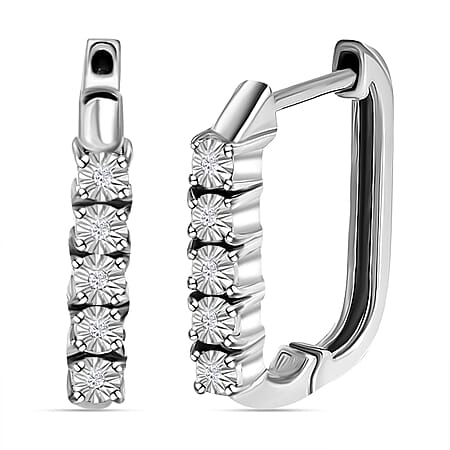 Luxuriant Diamond Diamond Hoop Earrings in Platinum Overlay Sterling Silver