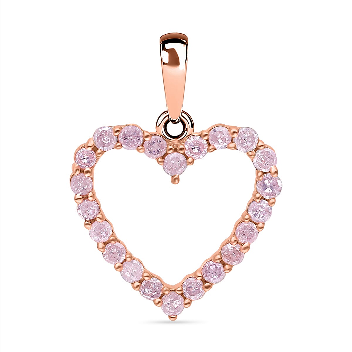 9K Rose Gold Pink Diamond (I3) Heart Pendant