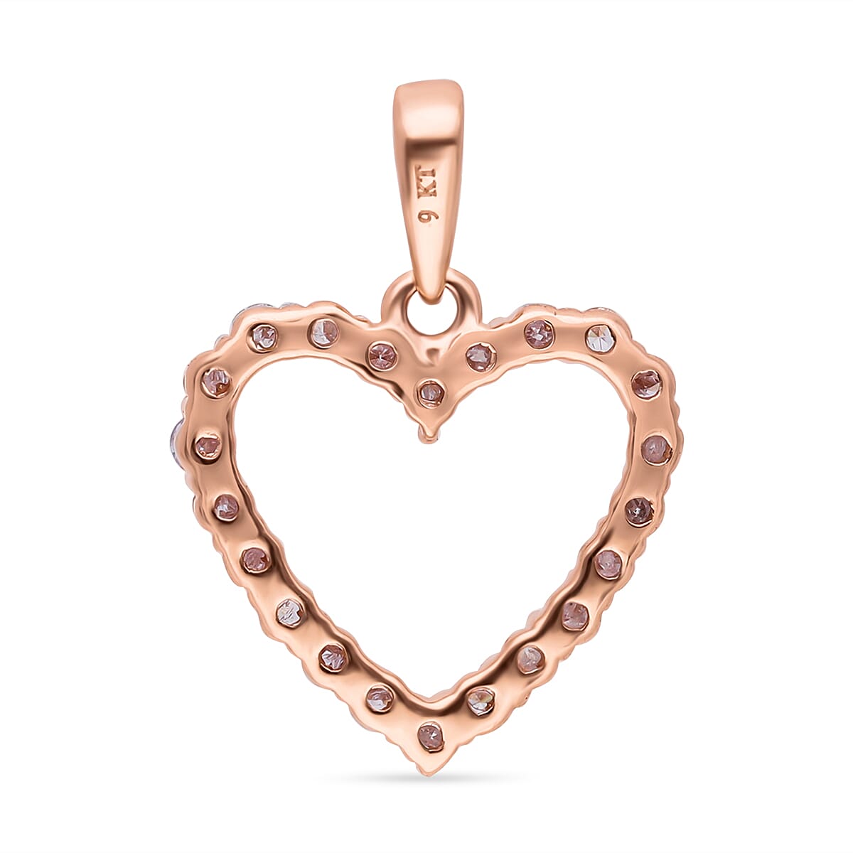 9K Rose Gold Pink Diamond (I3) Heart Pendant