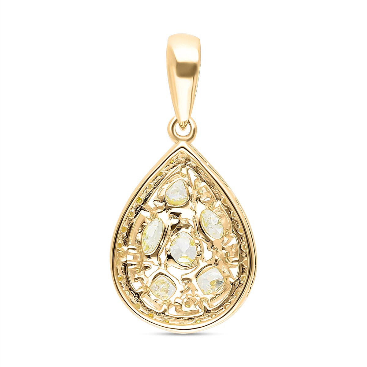 9K Yellow Gold SGL Certified Natural Yellow Diamond Drop Pendant 1.00 Ct.