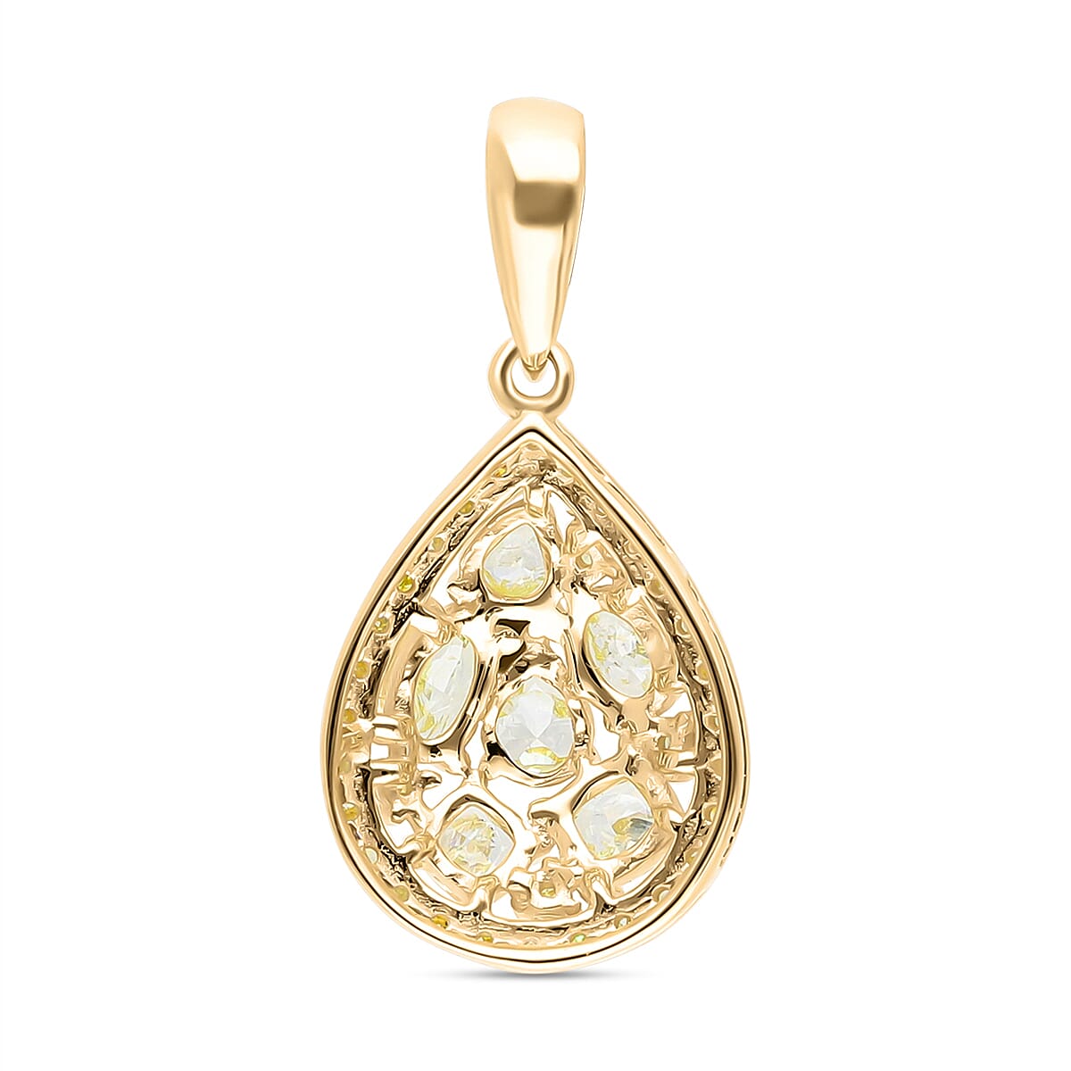 9K Yellow Gold SGL Certified Natural Yellow Diamond Drop Pendant 1.00 Ct.
