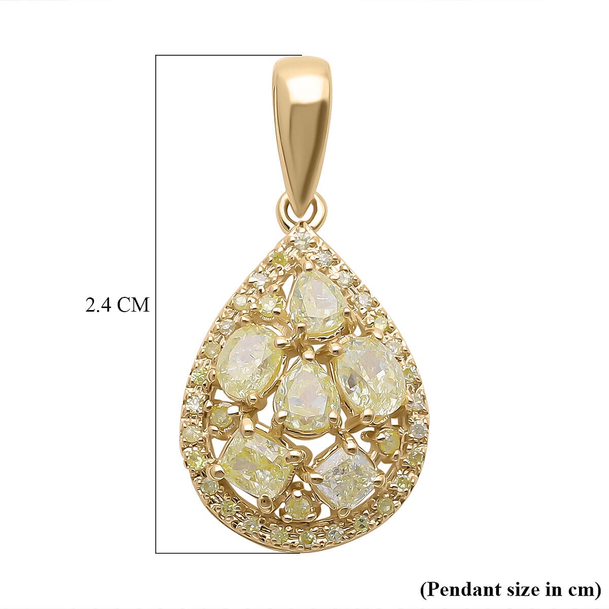 9K Yellow Gold SGL Certified Natural Yellow Diamond Drop Pendant 1.00 Ct.