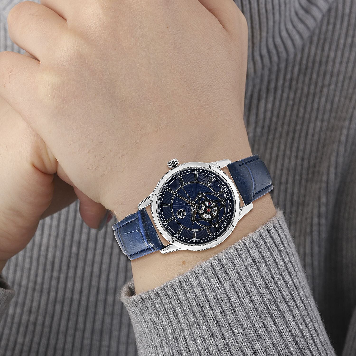 Doorbuster - STRADA Japanese Movement Water Resistant Watch with Blue Colour Strap