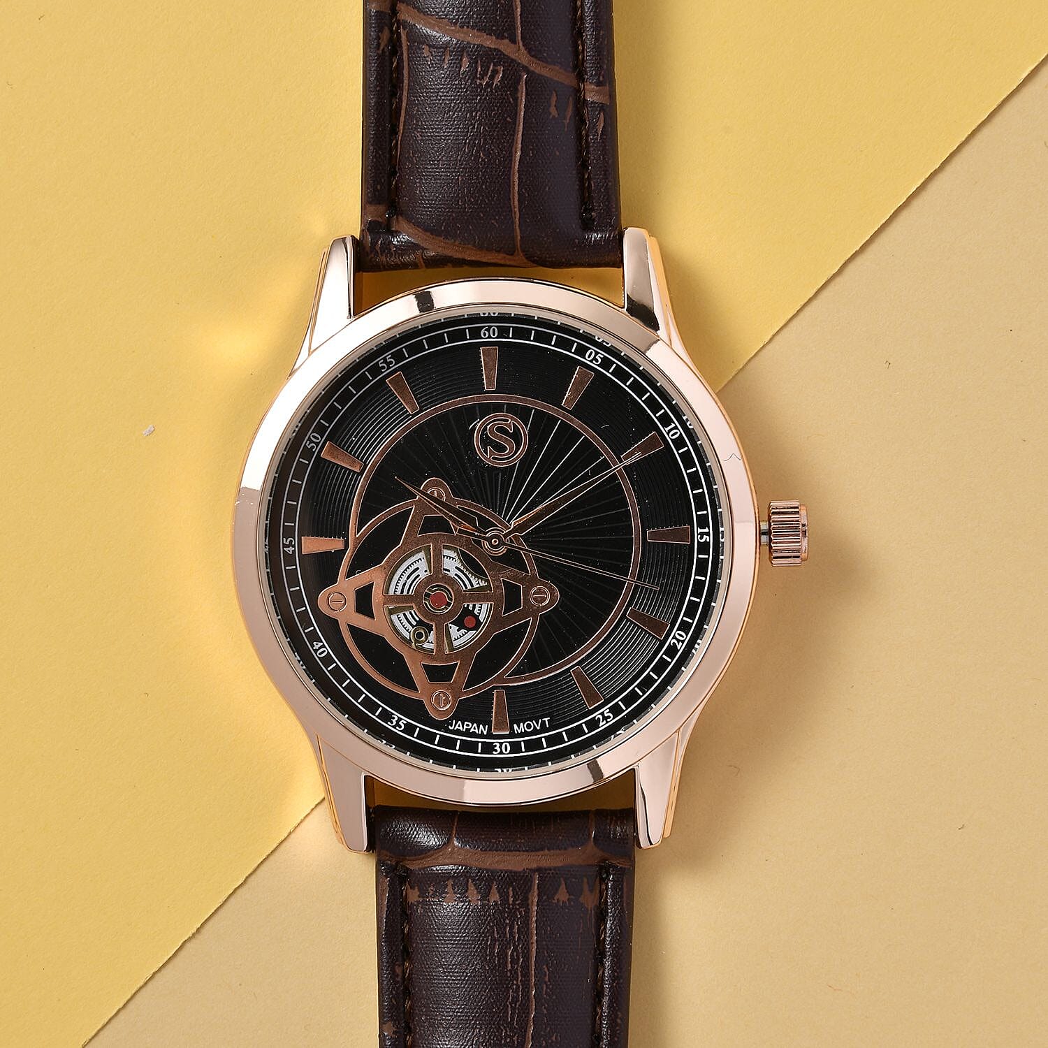 Doorbuster - STRADA Japanese Movement Water Resistant Watch with Brown Colour Strap