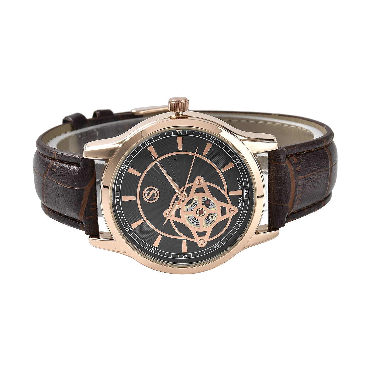 Doorbuster - STRADA Japanese Movement Water Resistant Watch with Brown Colour Strap