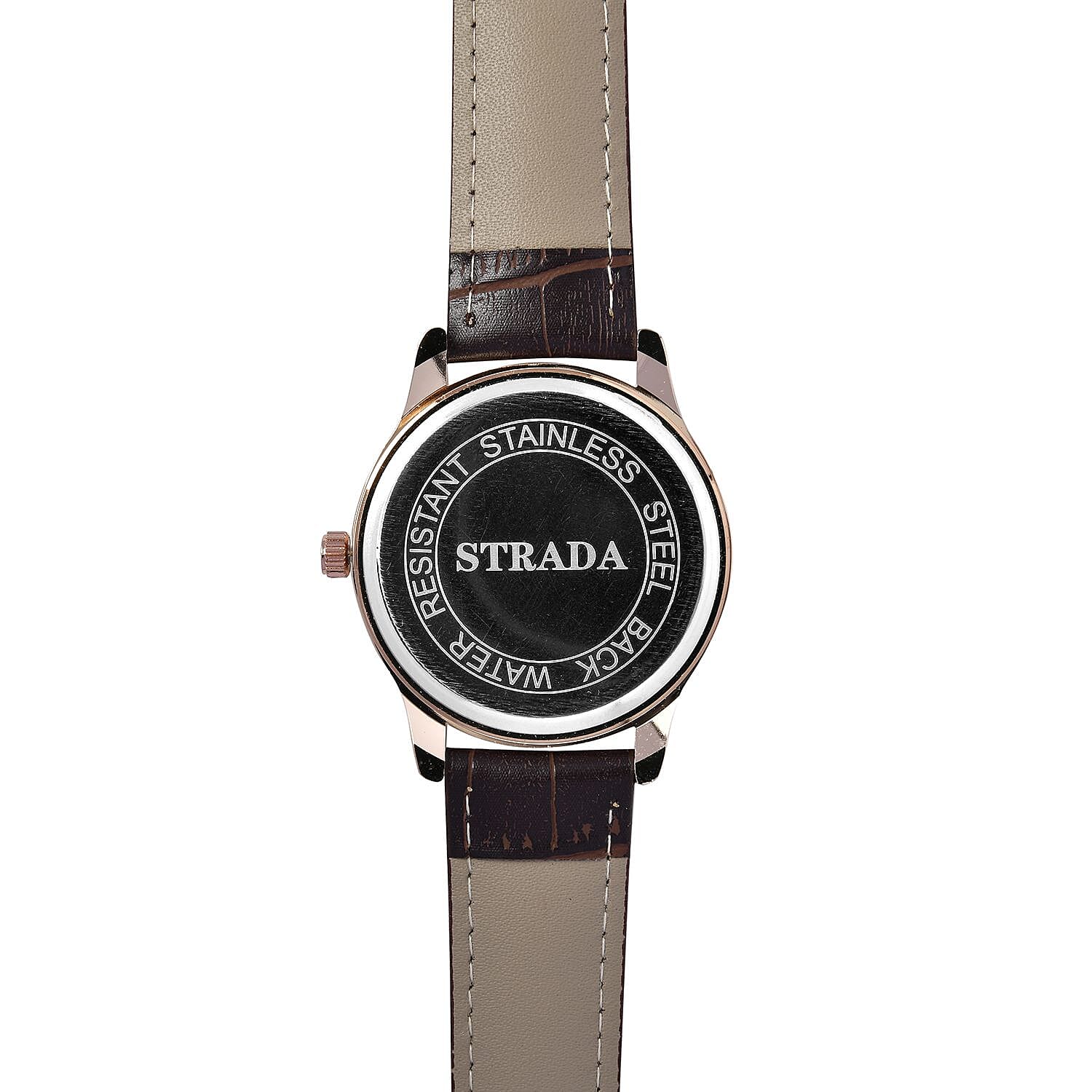 STRADA Japanese Movement Water Resistant Watch with Brown Colour Strap
