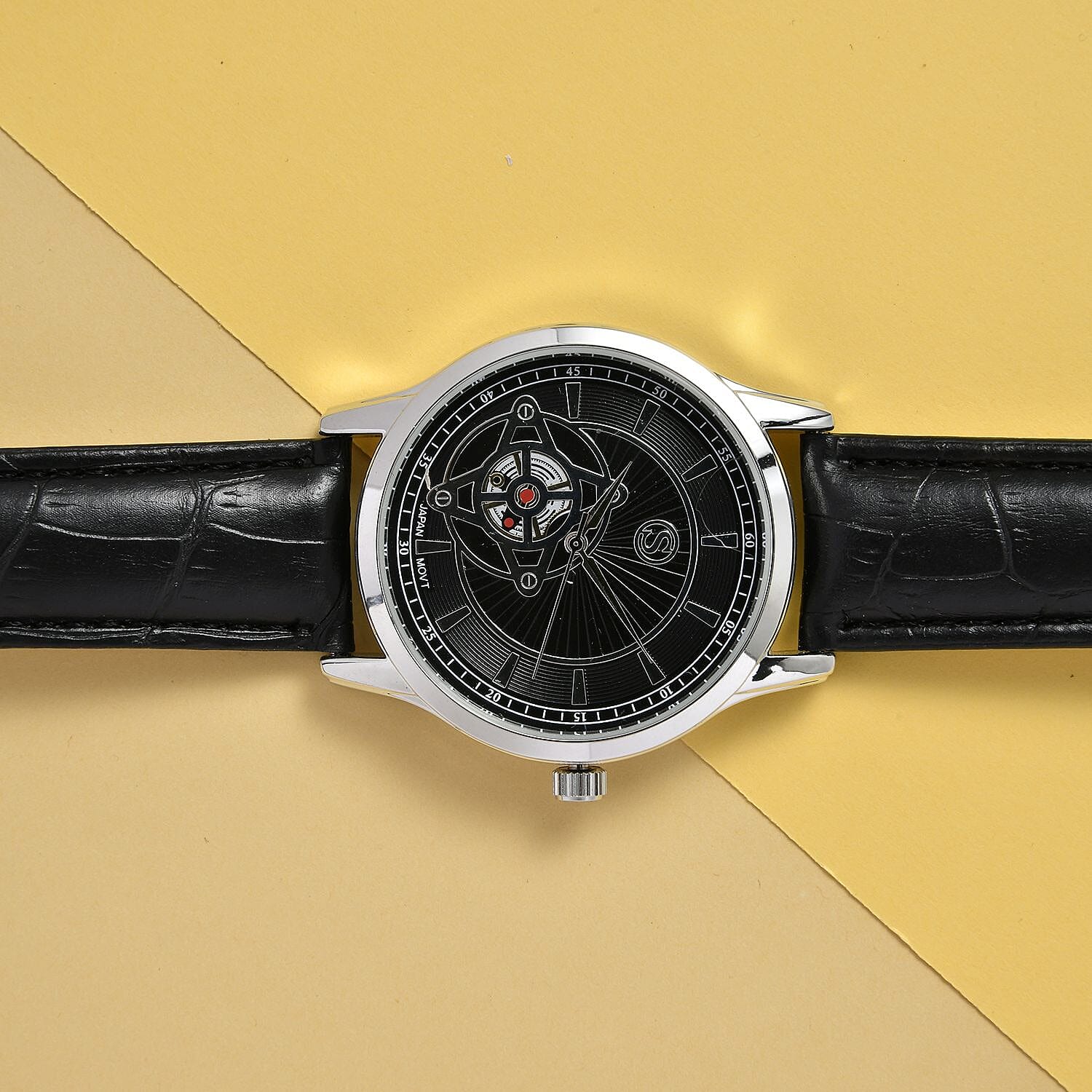 Doorbuster - STRADA Japanese Movement Water Resistant Watch with Black Colour Strap