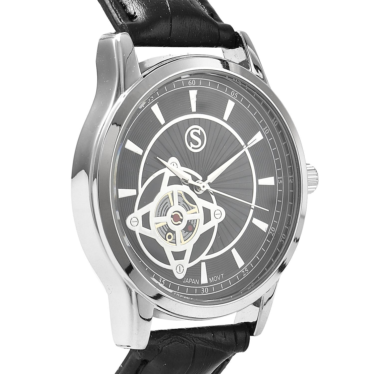 Doorbuster - STRADA Japanese Movement Water Resistant Watch with Black Colour Strap