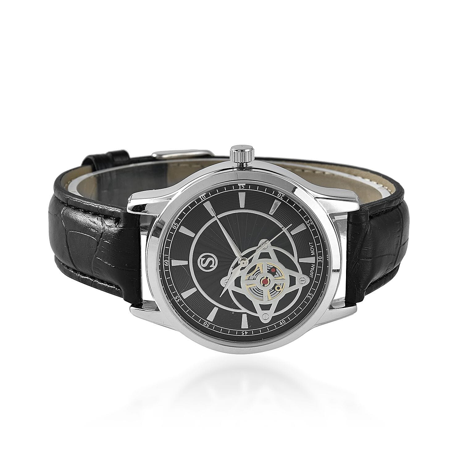 Doorbuster - STRADA Japanese Movement Water Resistant Watch with Black Colour Strap