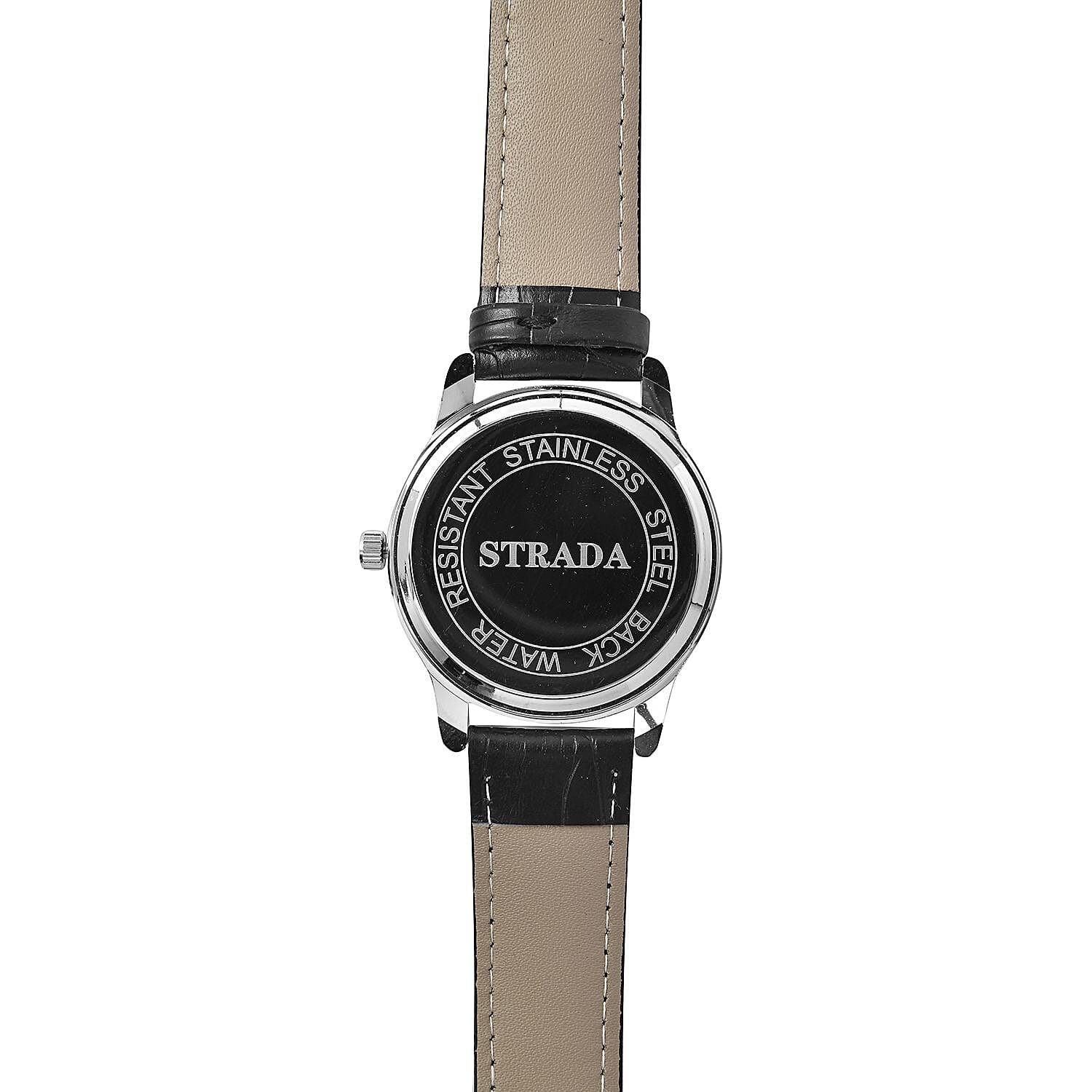 Doorbuster - STRADA Japanese Movement Water Resistant Watch with Black Colour Strap
