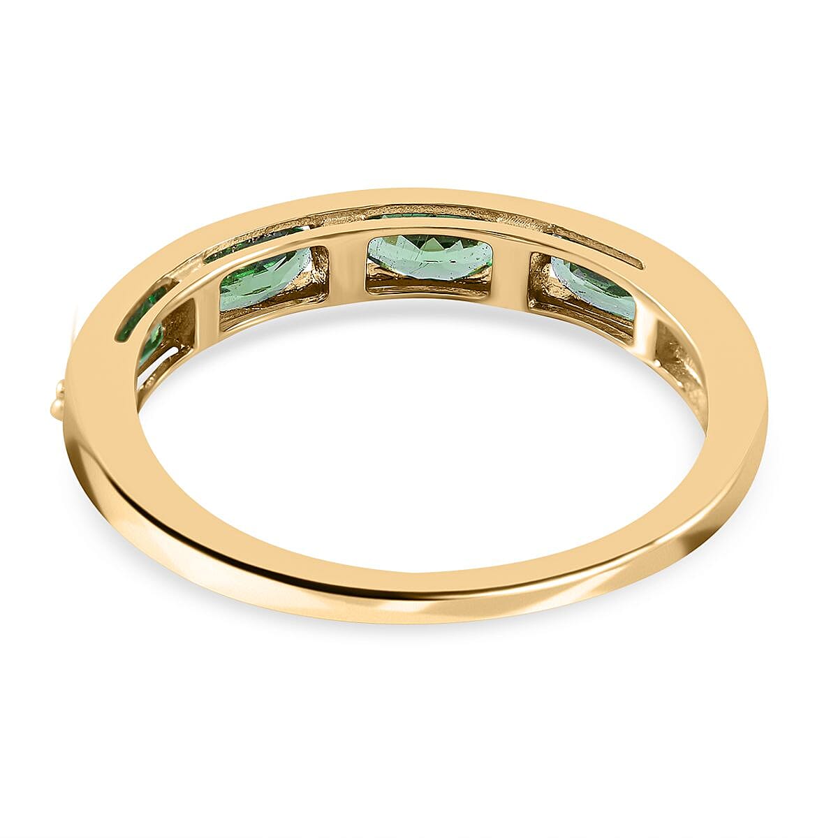 9K Yellow Gold Tsavorite Garnet & Natural Zircon Half -Eternity Band Ring 1.20 Ct.