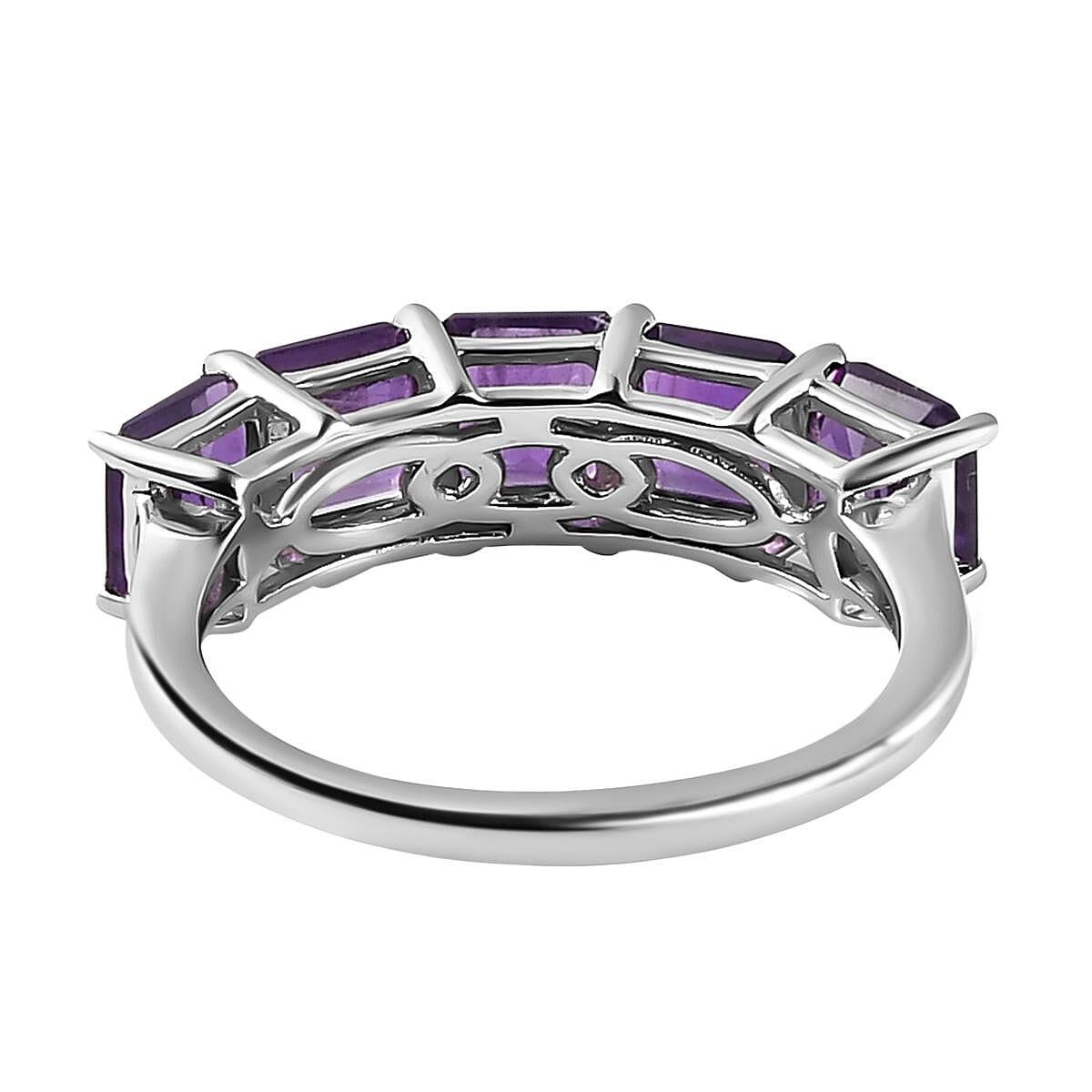 Amethyst (Asscher Cut) Ring in Platinum Overlay Sterling Silver 3.255 Ct.