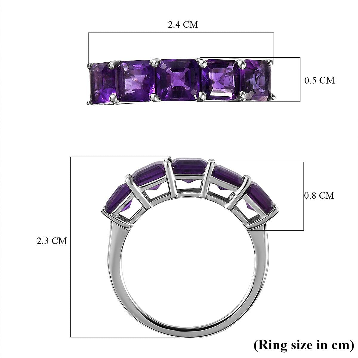 Amethyst (Asscher Cut) Ring in Platinum Overlay Sterling Silver 3.255 Ct.