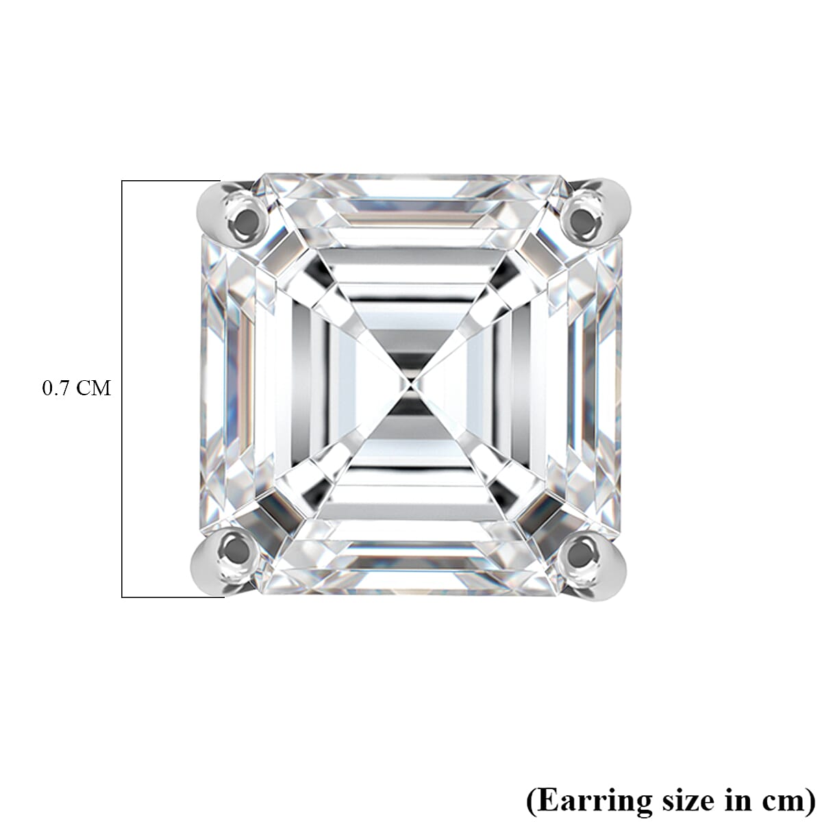 Moissanite (Asscher Cut) Stud Earrings (With Push Back) in Platinum Overlay Sterling Silver 2.25 Ct.
