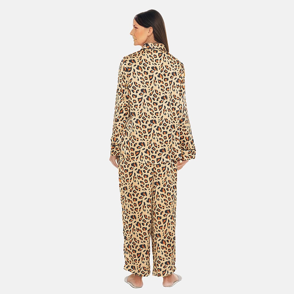 TAMSY Leopard Pattern Nightwear Set (Size L) - Gold