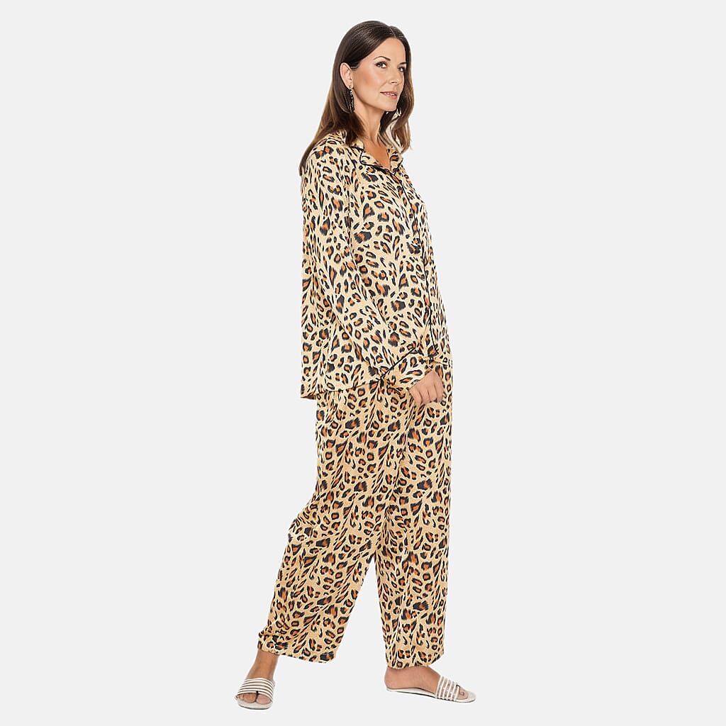 TAMSY Leopard Pattern Nightwear Set (Size L) - Gold