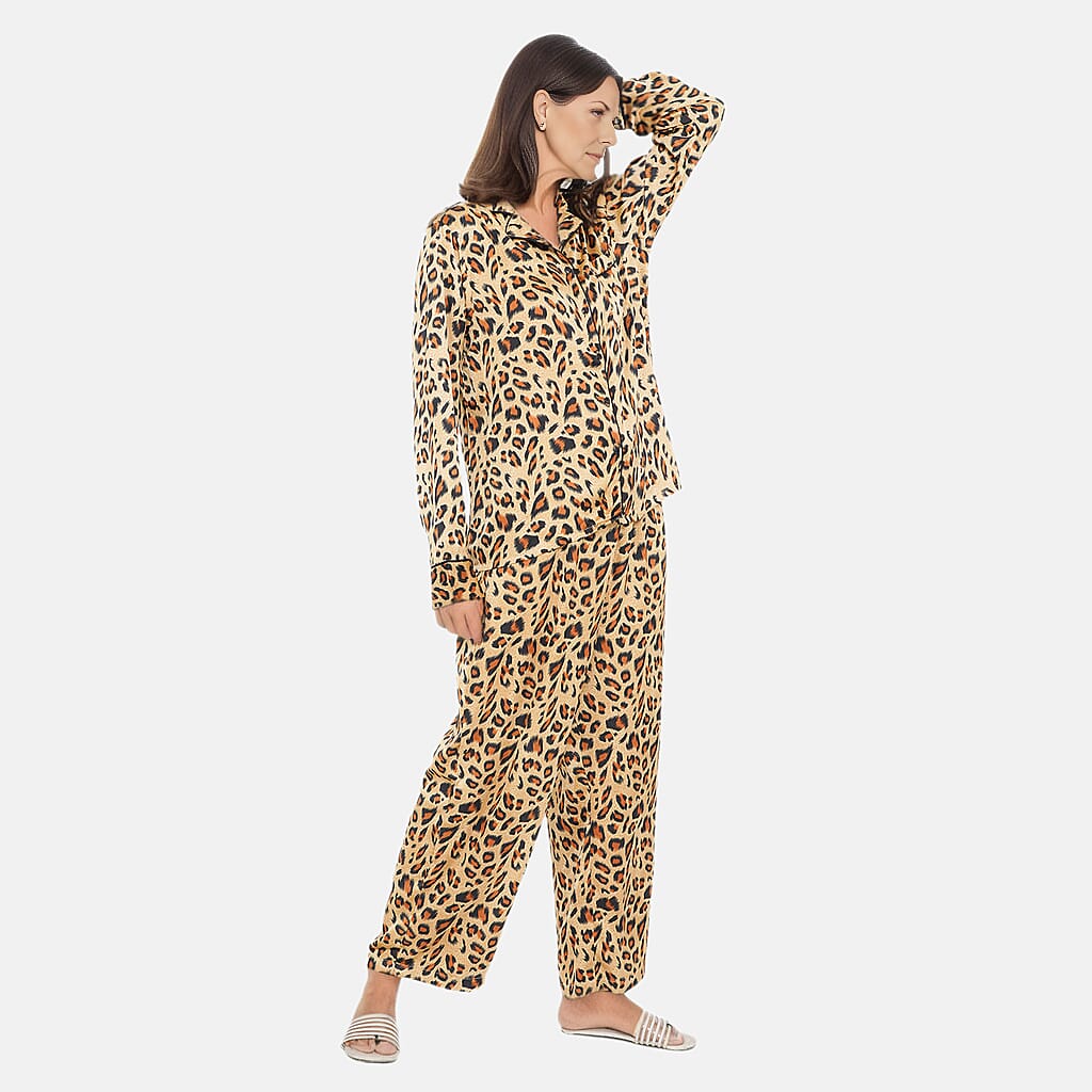 TAMSY Leopard Pattern Nightwear Set (Size L) - Gold