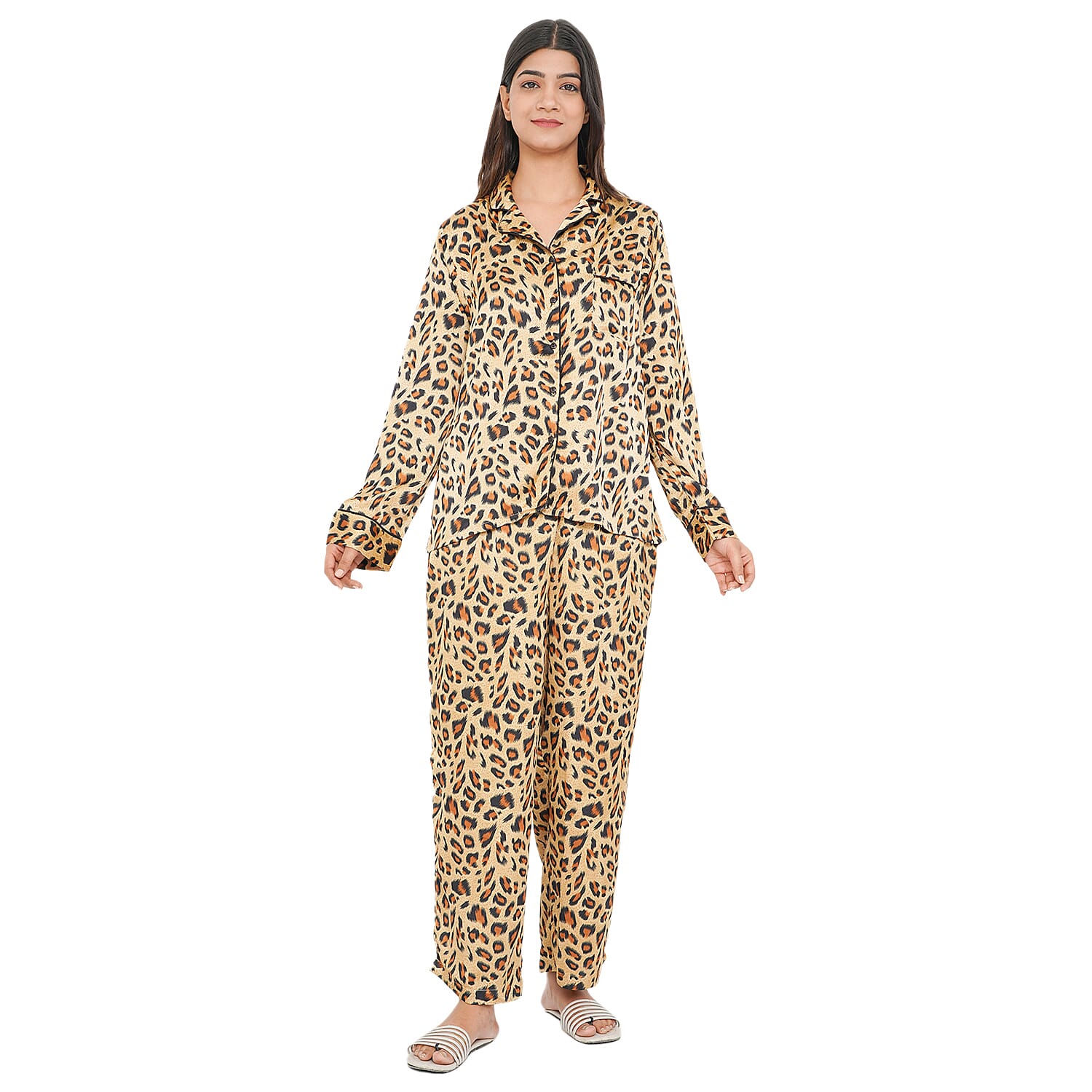 TAMSY Leopard Pattern Nightwear Set (Size XXL) - Gold